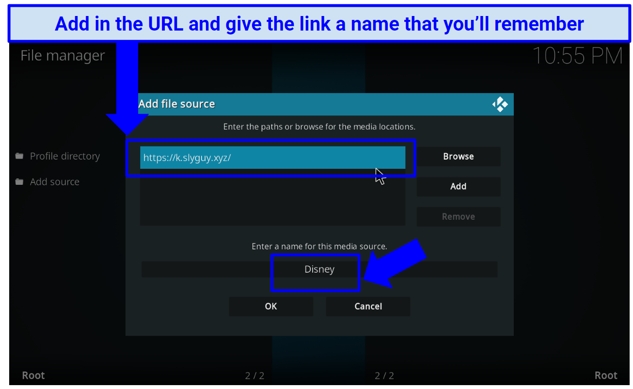 A screenshot showing where to find external Kodi repositories once you install them