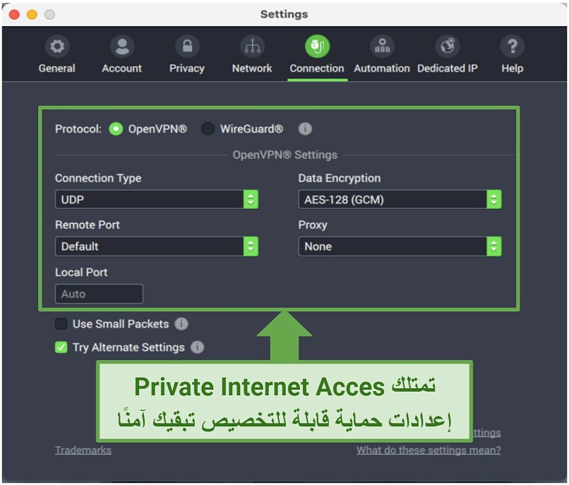 Graphic showing PIA security feautures