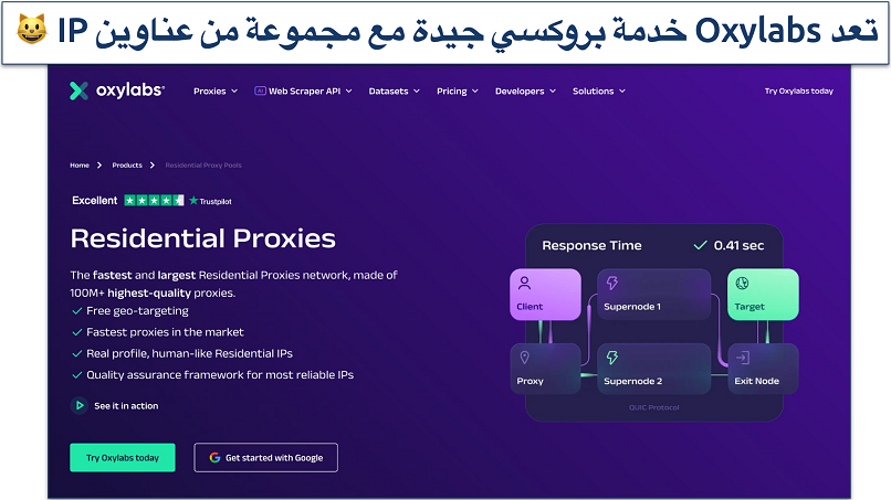 Screenshot of the Oxylabs proxies page